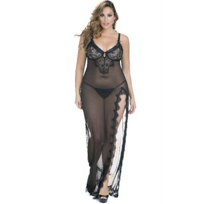 Gown With Lace Detail And G String