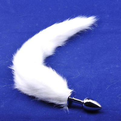 Metal Butt Plug Small w White Tail