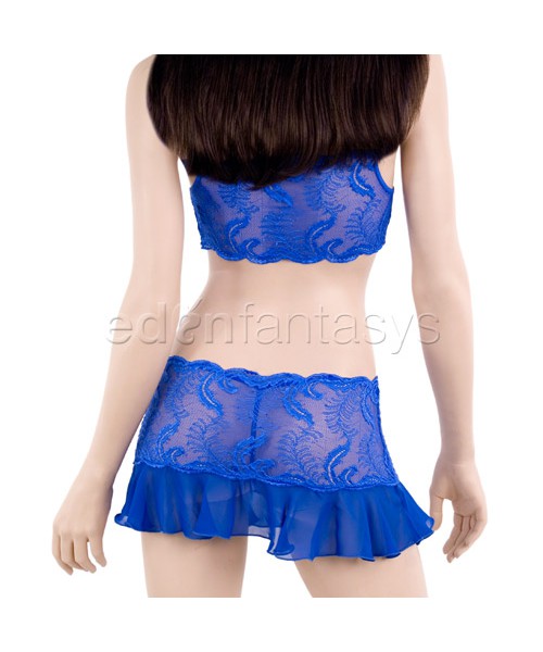 Sapphire bralette with skirt and g-string