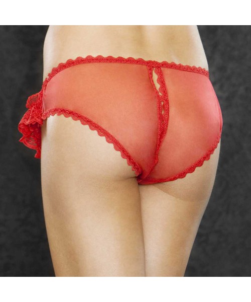 Red rosebud split crotch panty