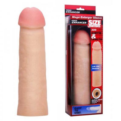 Mega Enlarger Penis Sleeve 8 5 Inch Tan Realistic Cock Sheath