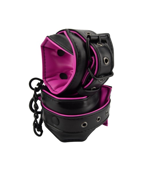 Bound to Please Pink & Black Ankle Cuffs