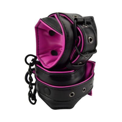 Bound to Please Pink Black Ankle Cuffs