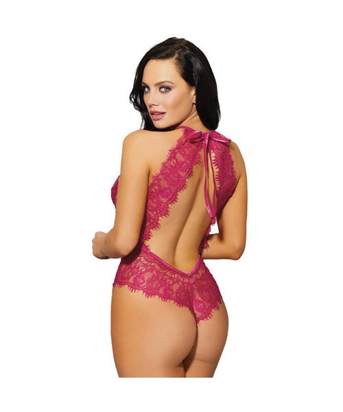 Lace halter neck teddy