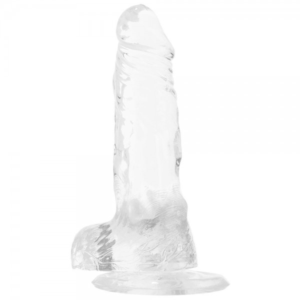Clear 4" Suction Cup Dildo With Balls