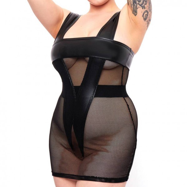 Brand X Plus Size Rock Chick Fishnet and Wet Look Dress