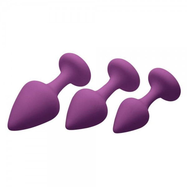 Purple Pleasures 3-Piece Silicone Butt Plug Set