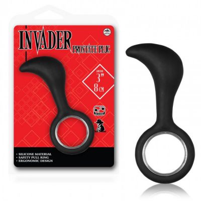 Invader Silicone Prostate Plug 3 Inch Black