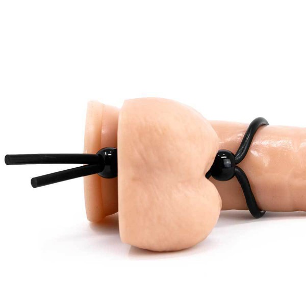Adjustable Silicone Cock Ring Rope Style Penis Enhancing Lasso Black