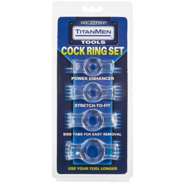 Doc Johnson Titanmen Easy-On Stretchy Cock Ring Set (4 Pack)