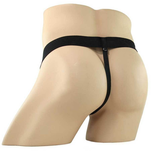 Vibrating 7" Brown Hollow Strap-On Penis Extension with Balls