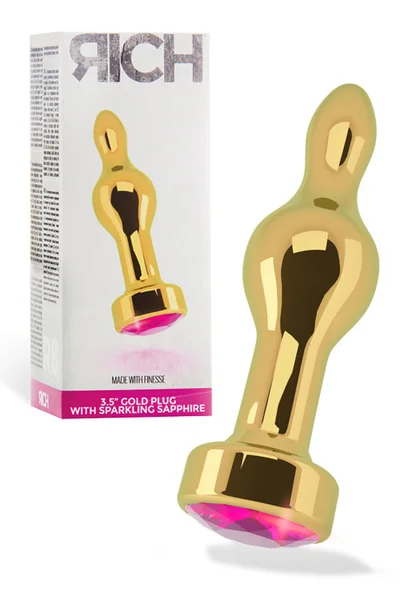 Shots Toys 3.5" Gold Butt Plug With Sapphire Detail — image 3 of 4