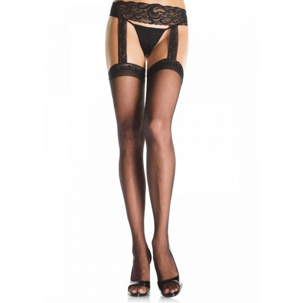 Leg Avenue Sheer Thigh Highs with Lace Tops