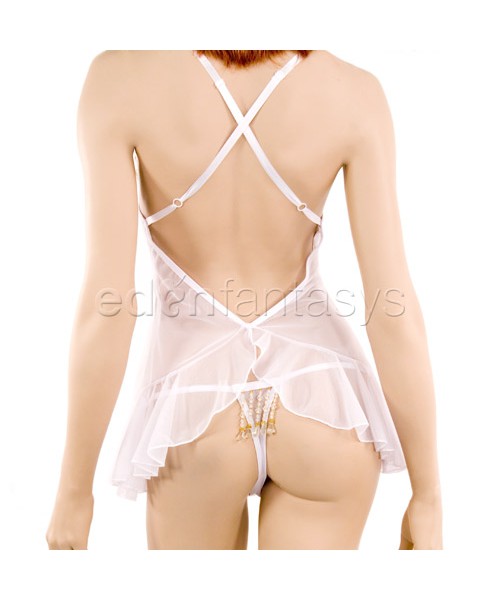 Bustless beaded babydoll set
