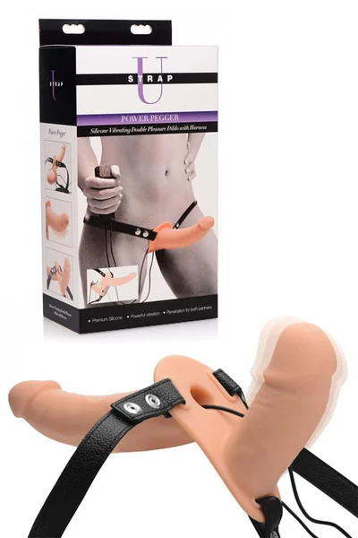 Strap U Vibrating Silicone Double Dildo with Harness — image 11 of 15