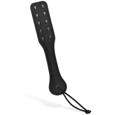 OUCH 12 6 Faux Leather Paddle with Metal Skulls