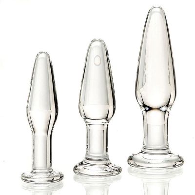 Adam and Eve Glass Anal Training Kit Set of 3 Glass Butt Plugs for Men