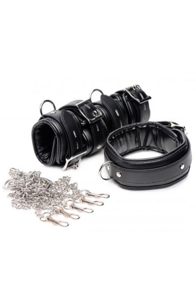 Strict Slave Faux Leather & Metal Shackle Set