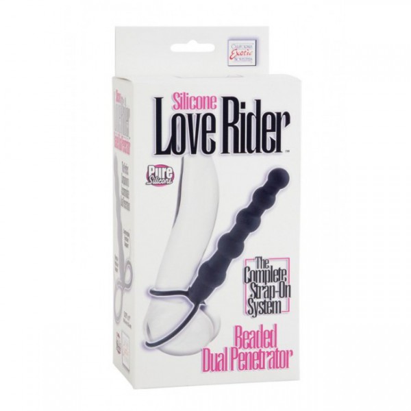 Silicone Love Rider Beaded Dual Penetrator - Black