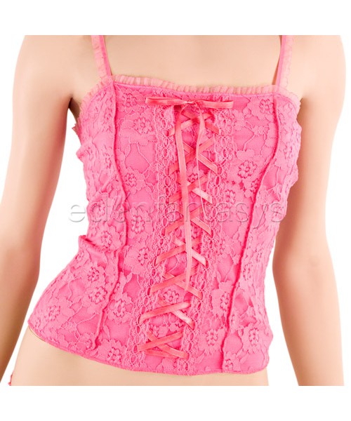 Lace up cami and thong set