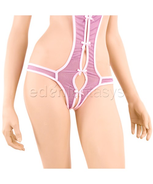 Peek-a-boo crotchless teddy