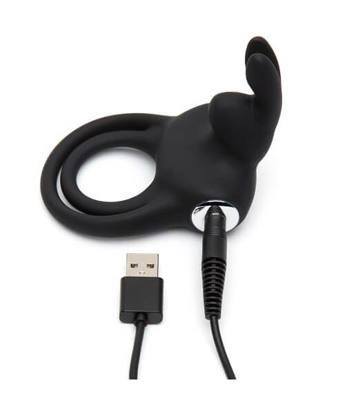 Happy Rabbit Couples Stimulating USB Rechargeable Rabbit Love Ring Black — image 4 of 5