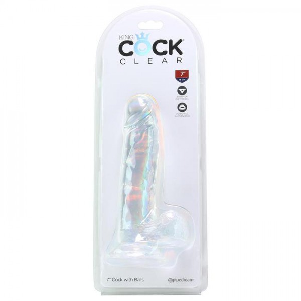Clear Suction Cup Dildo with Balls