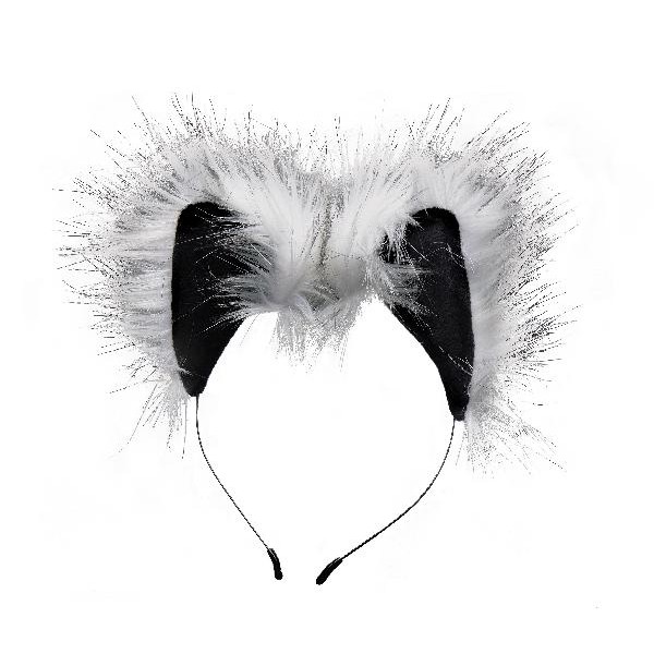 Anal Plug and Ears Set Grey Wolf Tail