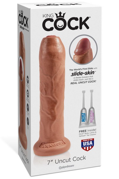 Pipedream 7" Realistic Uncut Dildo with Sliding Foreskin & Suction Base