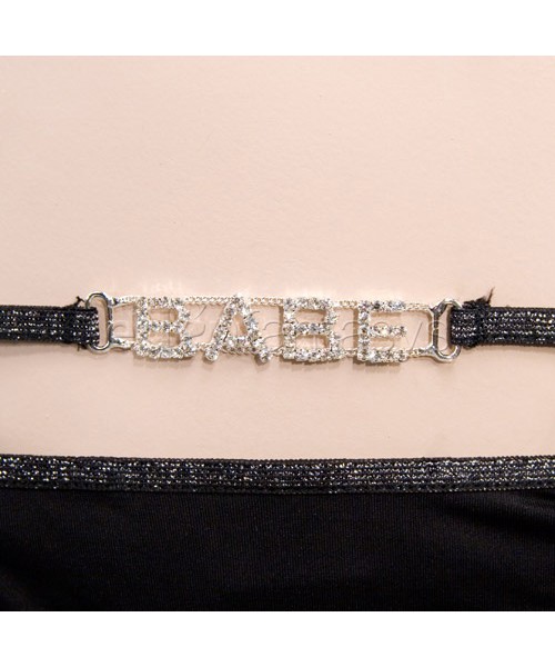 Rhinestone babe garter set