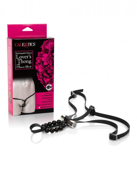 Cal Exotics Rechargeable Silicone Lovers Thong with Pleasure Beads
