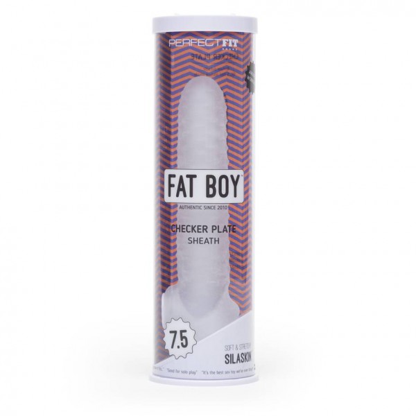 Perfect Fit Fat Boy Checker Textured 7.5 Inch Penis Sleeve with Ball Loop