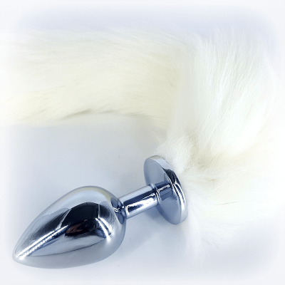 White Fox Tail Butt Plug