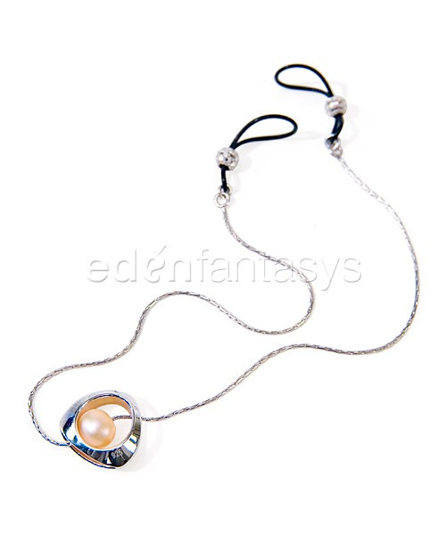 Silver pearl nipple chain
