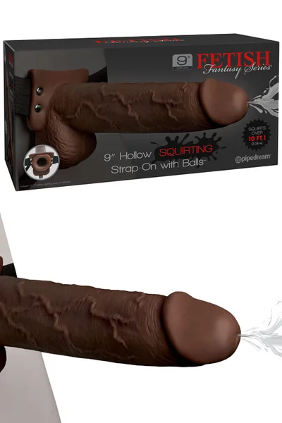 Pipedream 9" Hollow Squirting Strap On With Balls — image 6 of 6