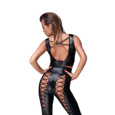 Power Wetlook Top With Lacing And Adjustable Straps