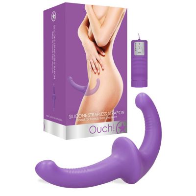 OUCH 8 Vibrating Silicone Strapless Strap On With Wired Remote