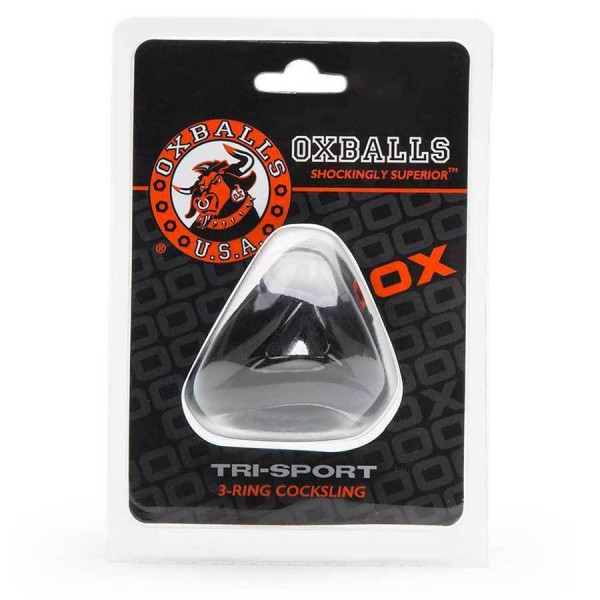 Oxballs Tri-Sport 3 Ring Cock Sling and Ball Stretcher Black