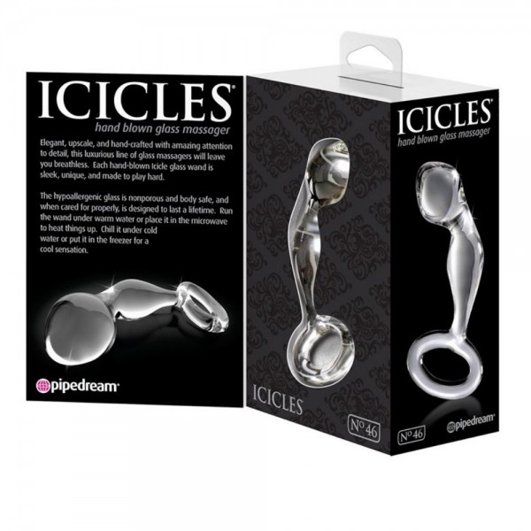 Icicles No 46 Curved P-Spot Glass Butt Plug