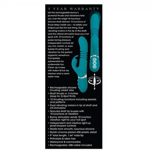 Adam & Eve Eve's Rechargeable Thrusting Rabbit - Green — image 5 of 25