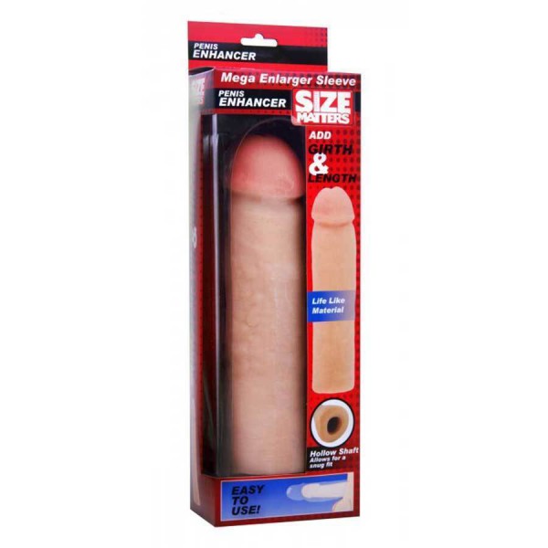 Mega Enlarger Penis Sleeve 8.5 Inch Tan Realistic Cock Sheath