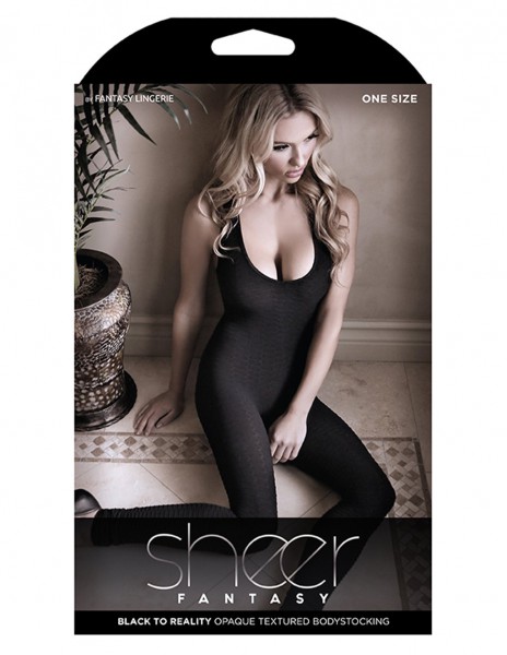 Sheer Fantasy Opaque Footless Bodystocking with Criss Cross Back
