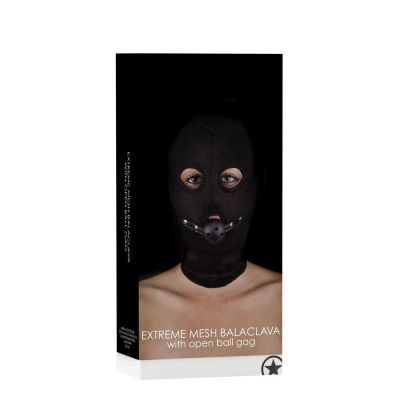 Extreme Mesh Balaclava Bondage Hood with Open Ball Gag
