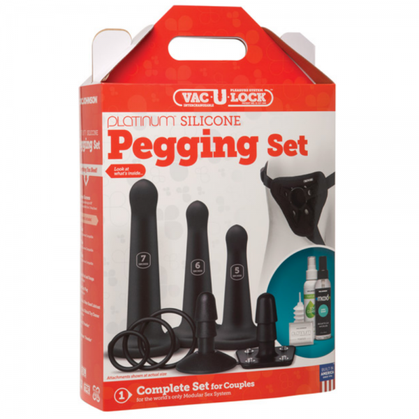 Doc Johnson Vac-U-Lock Silicone Pegging Set - Black