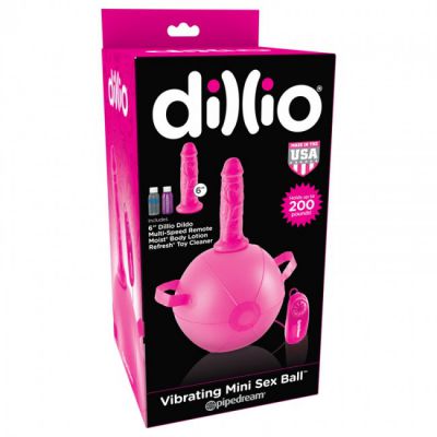 Dillio Vibrating Mini Sex Ball with Dildo Pink