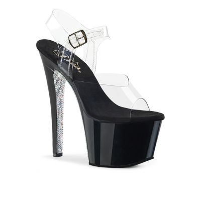 Pleaser Sky 7 Platform Sandal With Rhinestone Accents