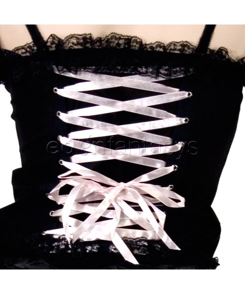 Ribbon trim bustier and petticoat set