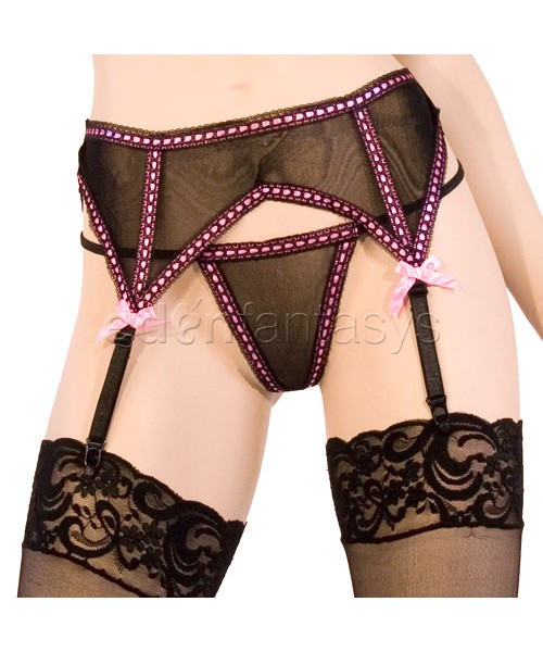 Ribbon trimmed halter bra set