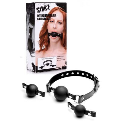 Strict Faux Leather Gag Set with 3 Graduated Silicone Balls