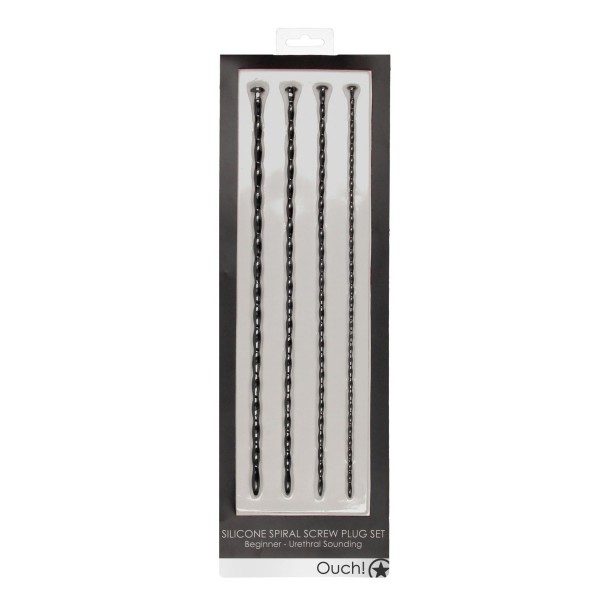 Shots Ouch Beginner Urethral Sounding Silicone Spiral Screw Plug Set
